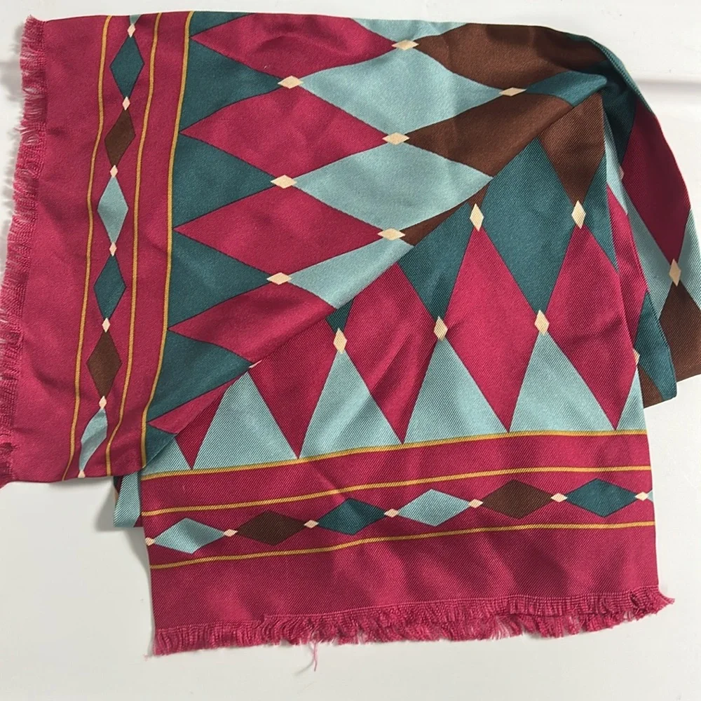 Colorful Geometric Patterned Fabric vintage satin men’s scarf